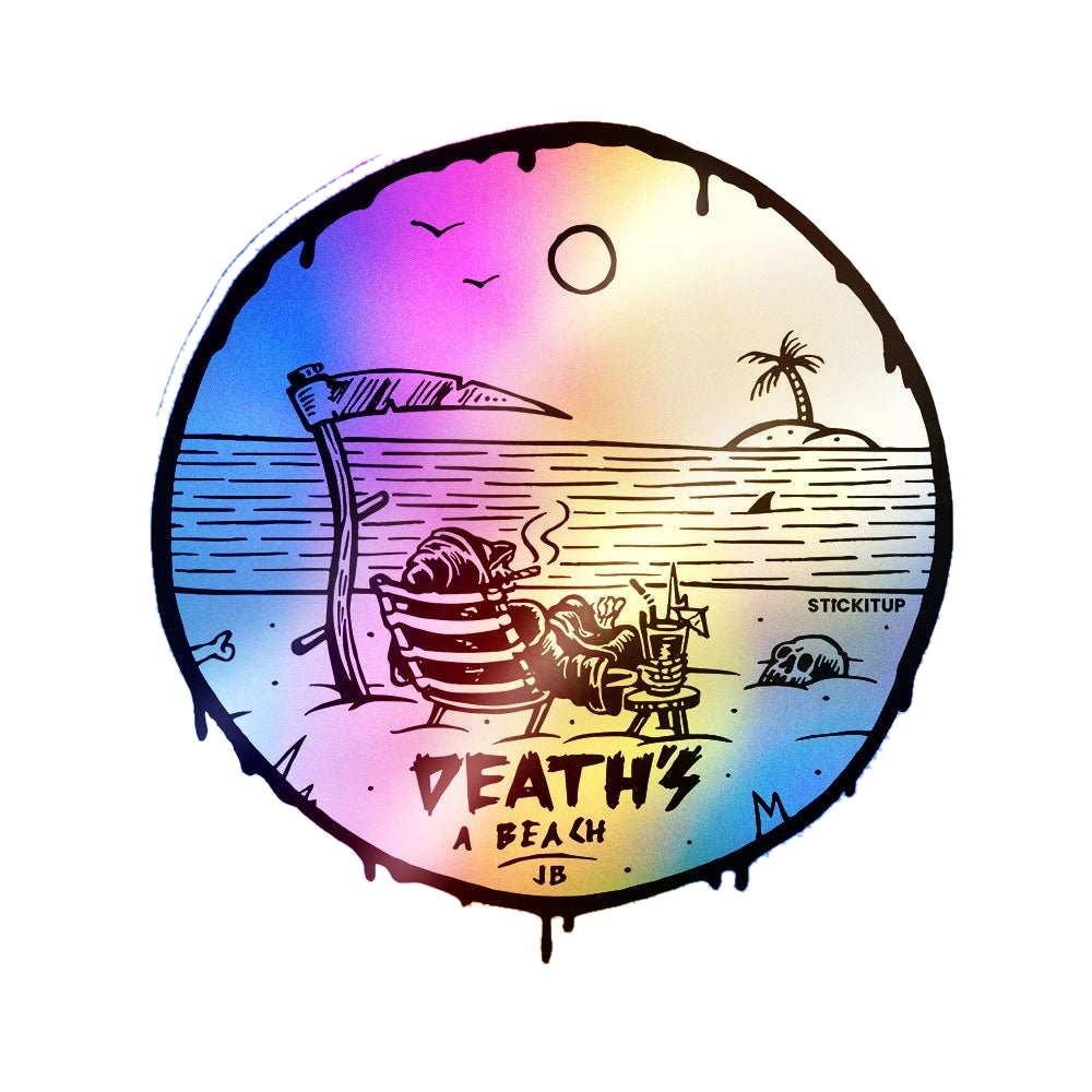 Deaths A Beach Holographic Stickers
